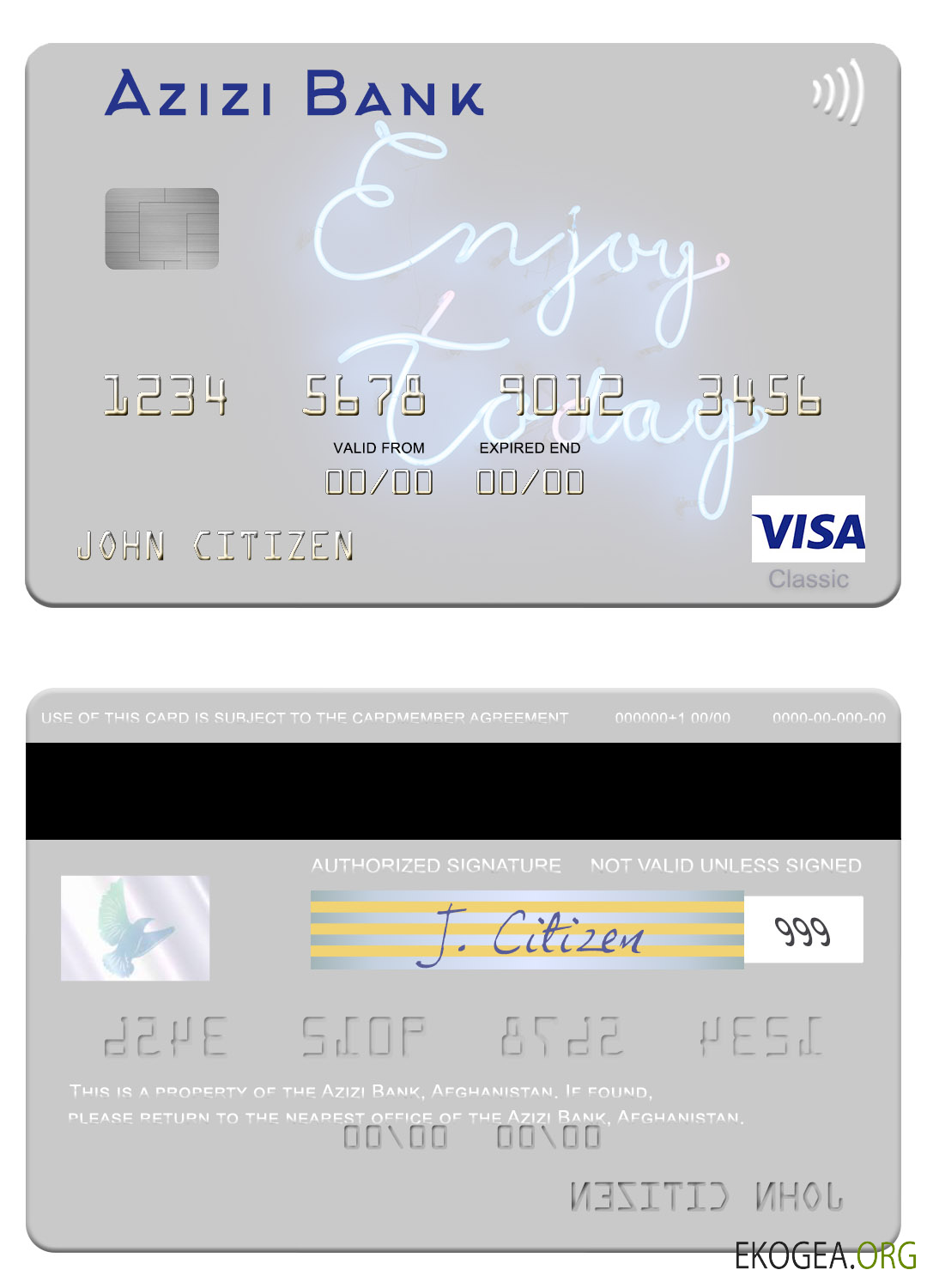 Carte visa de la banque Azizi d'Afghanistan